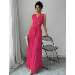 Rosy Days pinkki jumpsuit vekkilahkeilla ja napeilla