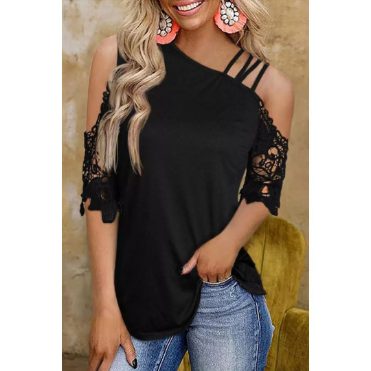 Black asymmetric shirt with...