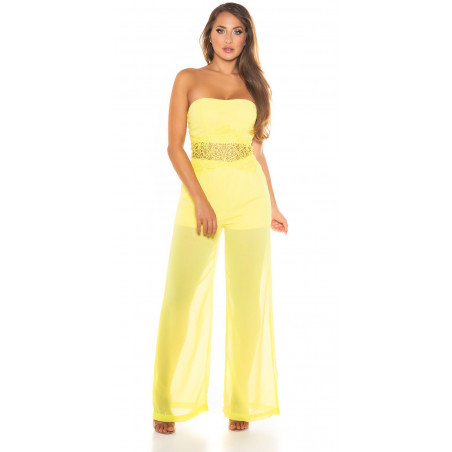 Koucla gul axelbandslös festjumpsuit