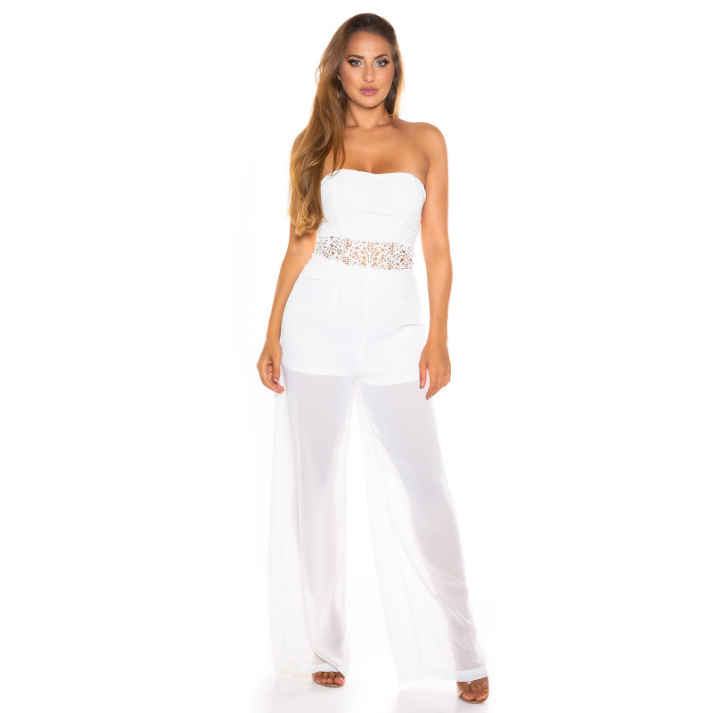 Koucla vit axelbandslös festjumpsuit – kuva 4