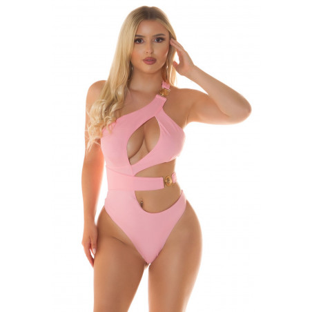 Koucla rosa cut out-monokini med detaljer