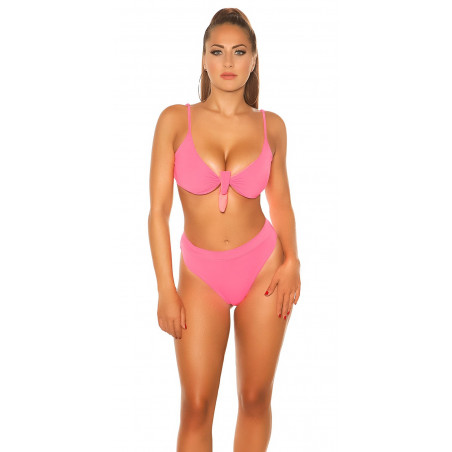 Koucla neonkorall bikinitopp att knyta framtill