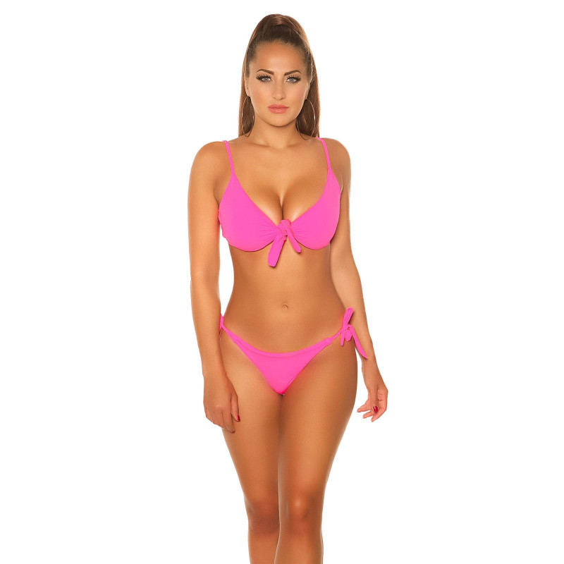 Koucla neonpinkit edestä solmittavat bikiniliivit – kuva 4