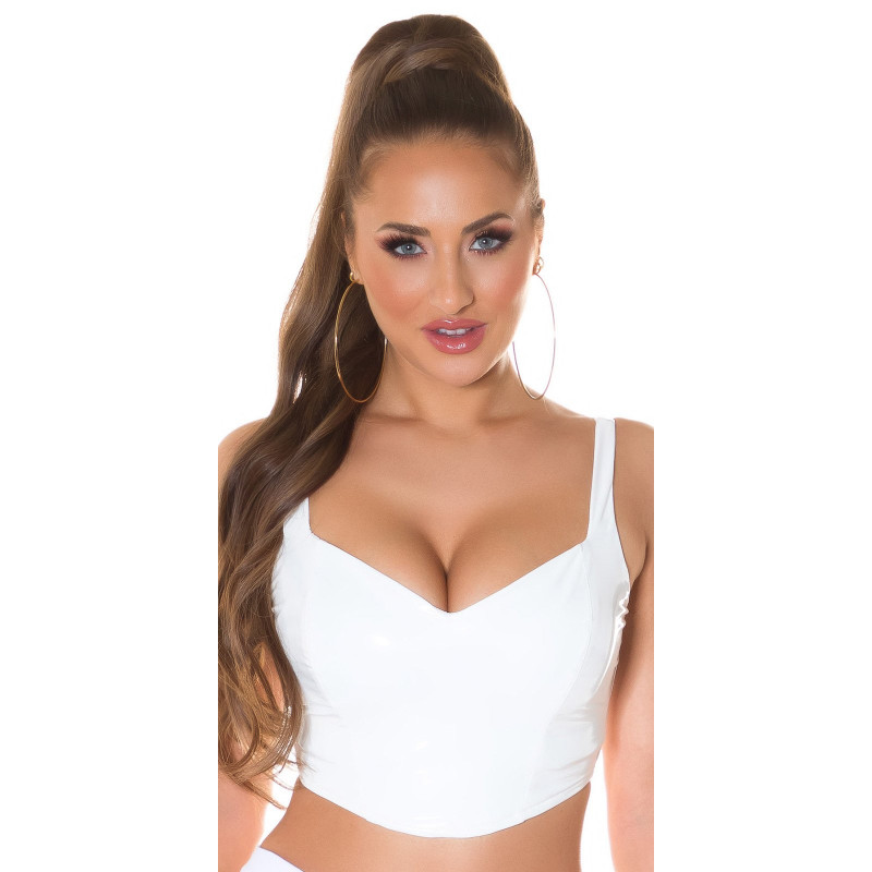 Koucla valkoinen latex look lyhyt toppi