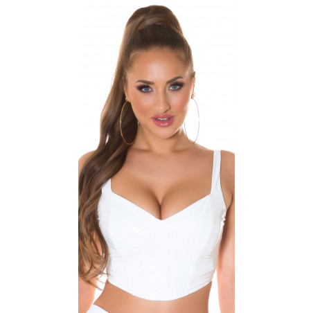 Koucla valkoinen latex look lyhyt toppi