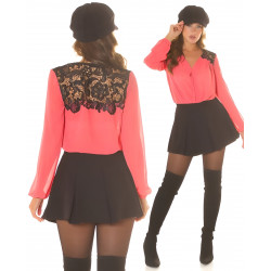 Koucla coral lace-orned blouse