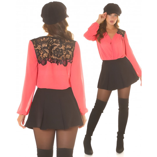 Koucla coral lace-orned blouse