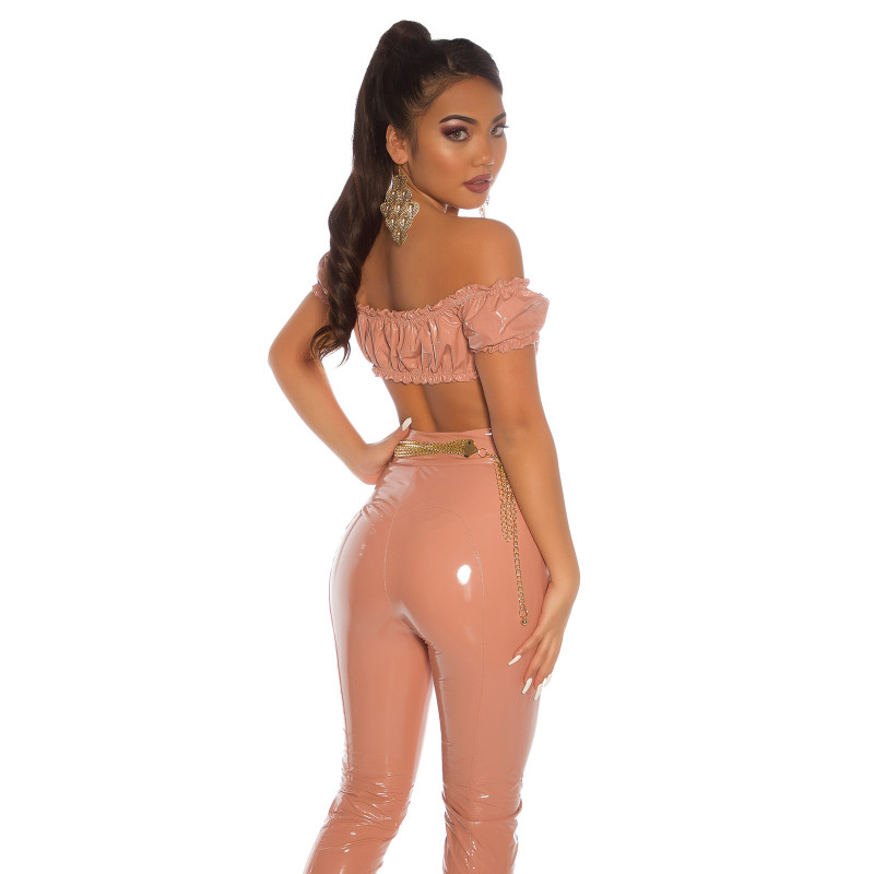 Koucla vaaleanpunainen latex look latinapaita – kuva 3