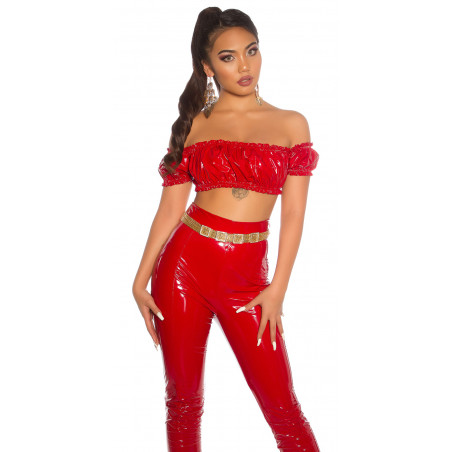 Koucla röd latex look-latinaskjorta