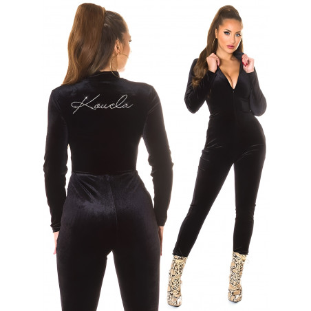 Koucla svart sammetsjumpsuit