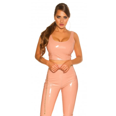 Koucla vaaleanpunainen lyhyt latex look toppi