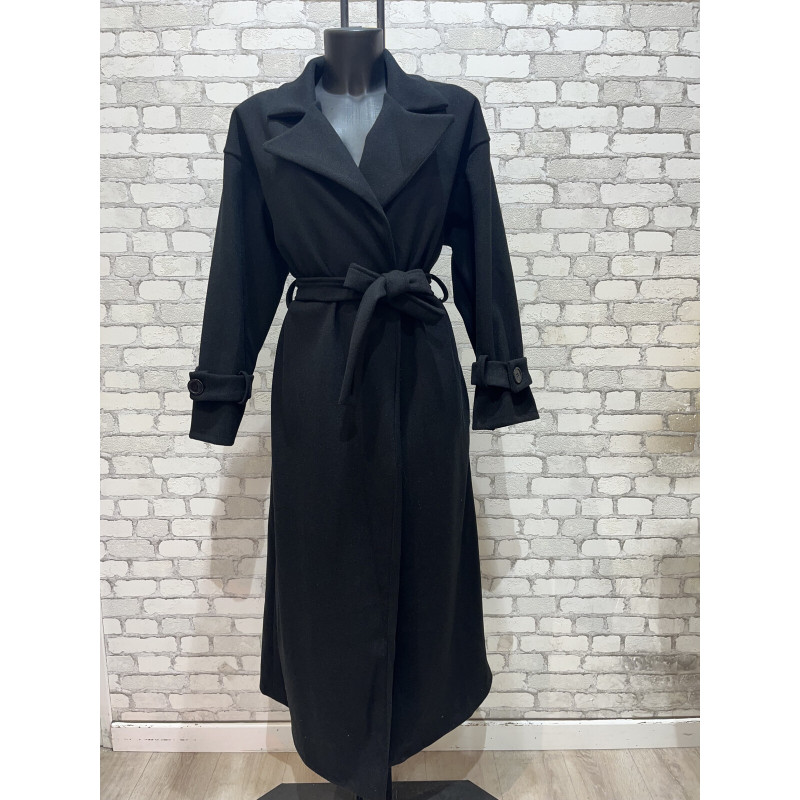 My Style svart trenchcoat med bälte – kuva 2