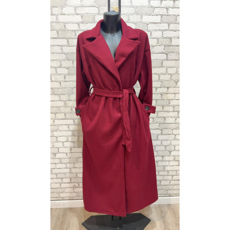 My Style vinröd trenchcoat med skärp