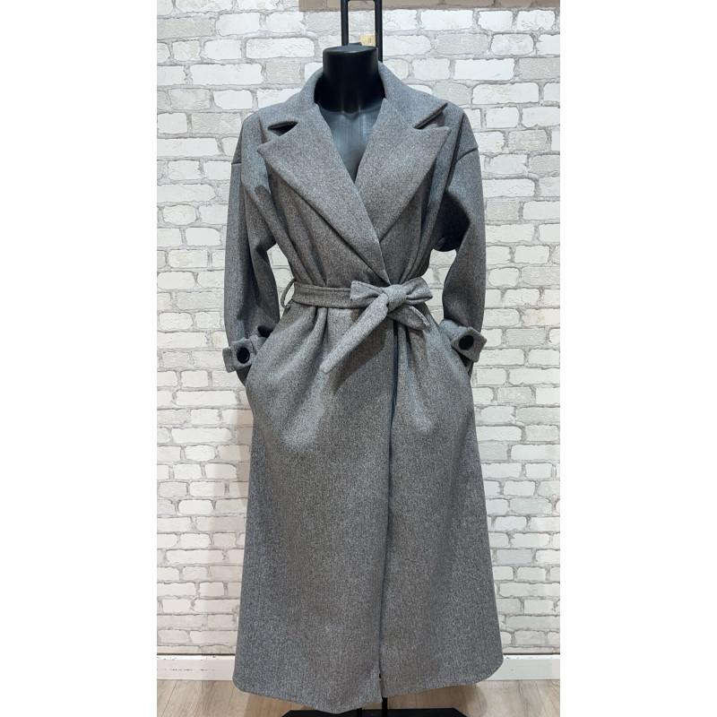 My Style grå trenchcoat med skärp – kuva 2
