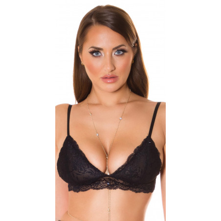 Koucla svart spets-bralette