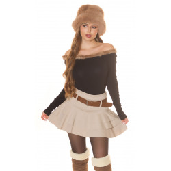 Koucla black fur collar knit [LAST CHANCE]