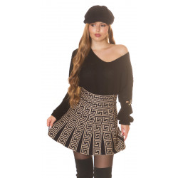 Koucla black loose sweater with chain decorations