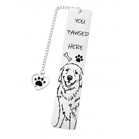 Golden retriever You Pawsed Here -bokmärke