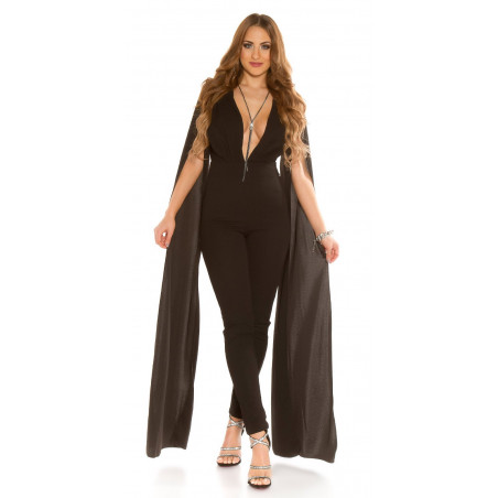 Koucla musta v-jumpsuit liehuksilla