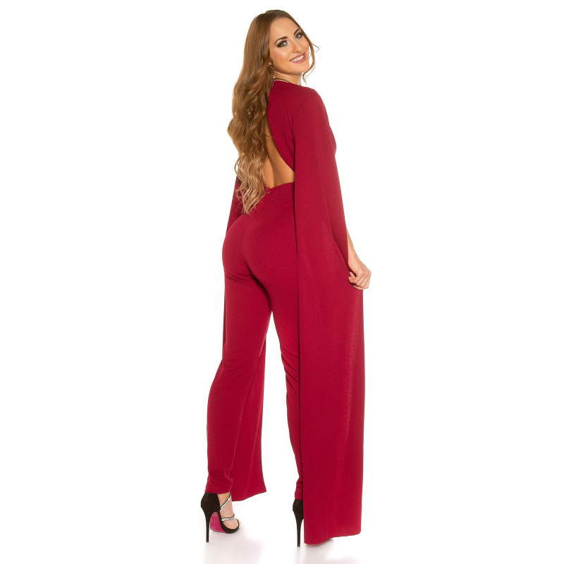 Koucla vinröd v-jumpsuit med volanger – kuva 3