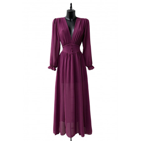 Elle Style Julietta mauve maxiklänning med pärlknappar
