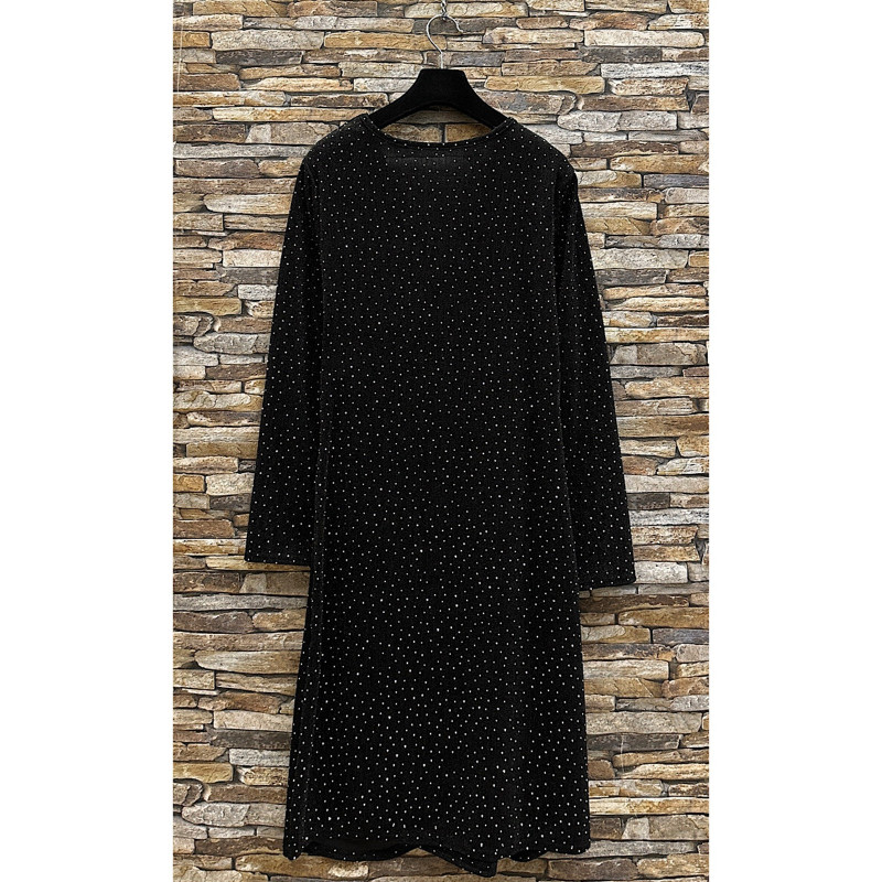 Shibelle svart strassdekorerad wrap-look v-klänning – kuva 3
