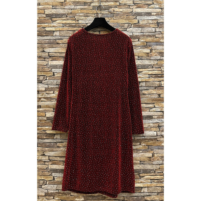 Shibelle punainen strassikoristeinen wrap-look v-mekko – kuva 4