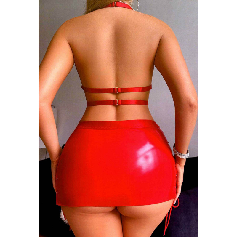 JHS röd latex look kjolset – kuva 2