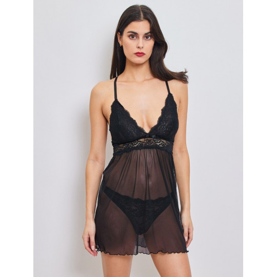 Inoo musta babydoll pitsillä