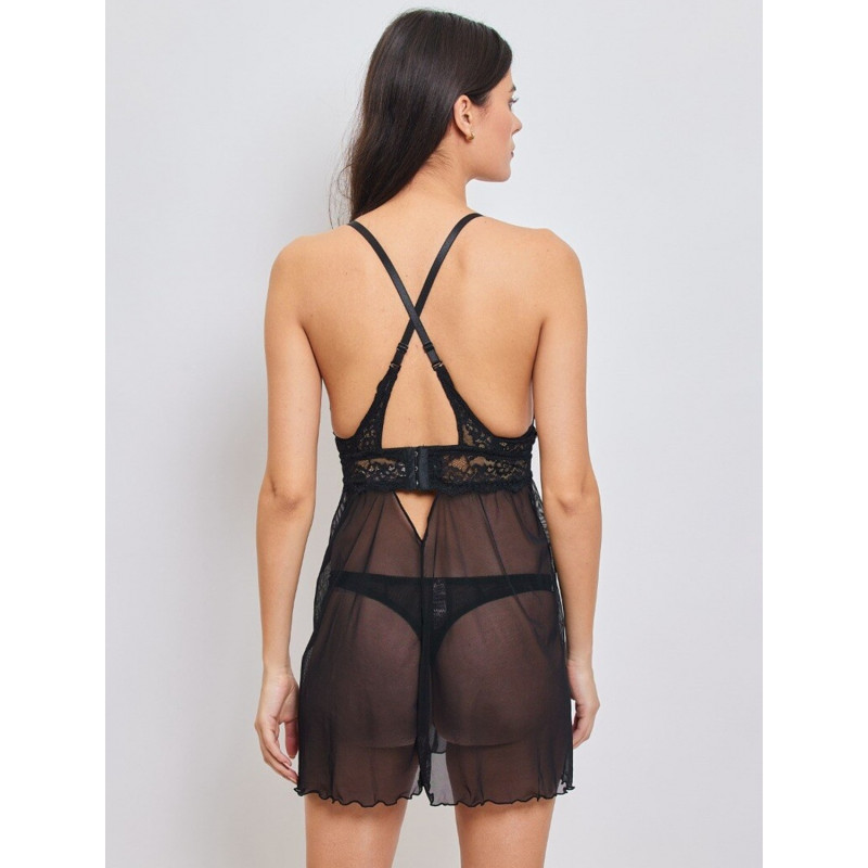 Inoo svart babydoll med spets – kuva 2