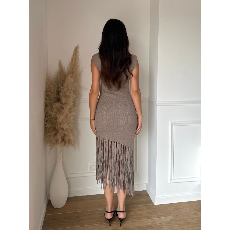 Emma Ashley beige hihaton neulemekko hapsuilla – kuva 2