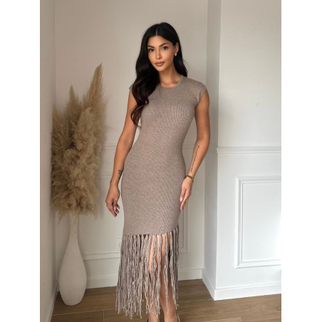 Emma Ashley beige hihaton neulemekko hapsuilla