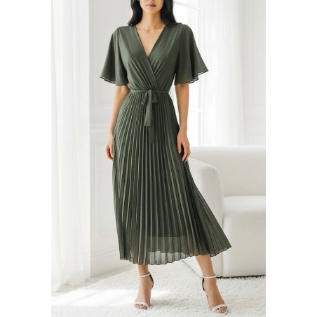 Elle Style Alita khaki pitkä vekkimekko vyöllä