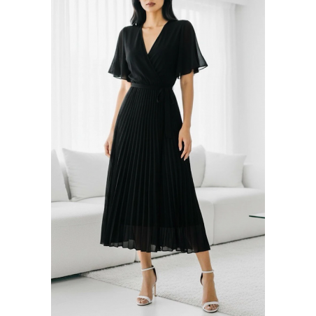 Elle Style Alita musta pitkä vekkimekko vyöllä