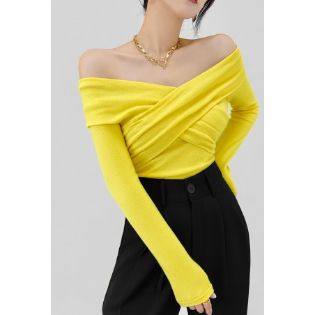 Elle Style Fanny gul långärmad blus