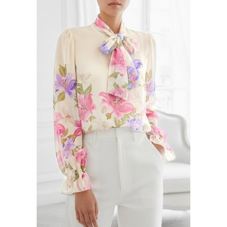 Elle Style Sylvia beige blommig blus