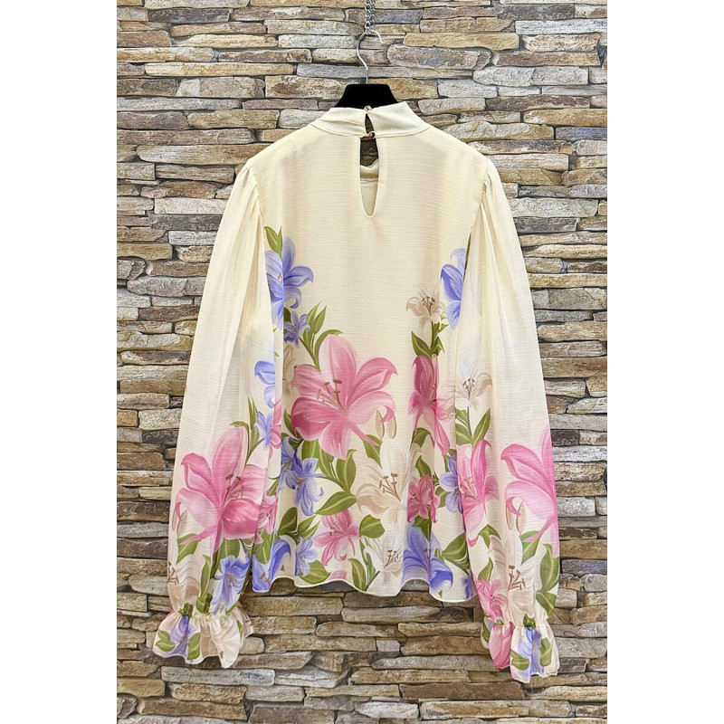 Elle Style Sylvia beige blommig blus – kuva 3
