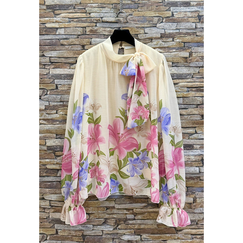 Elle Style Sylvia beige blommig blus – kuva 4