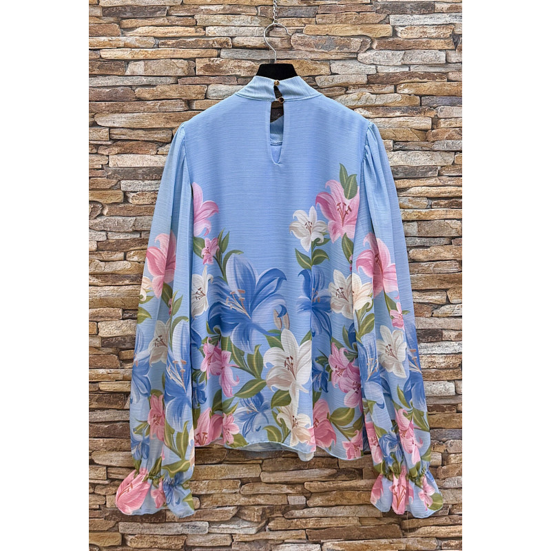 Elle Style Sylvia vaaleansininen kukkakuvioinen pusero – kuva 3