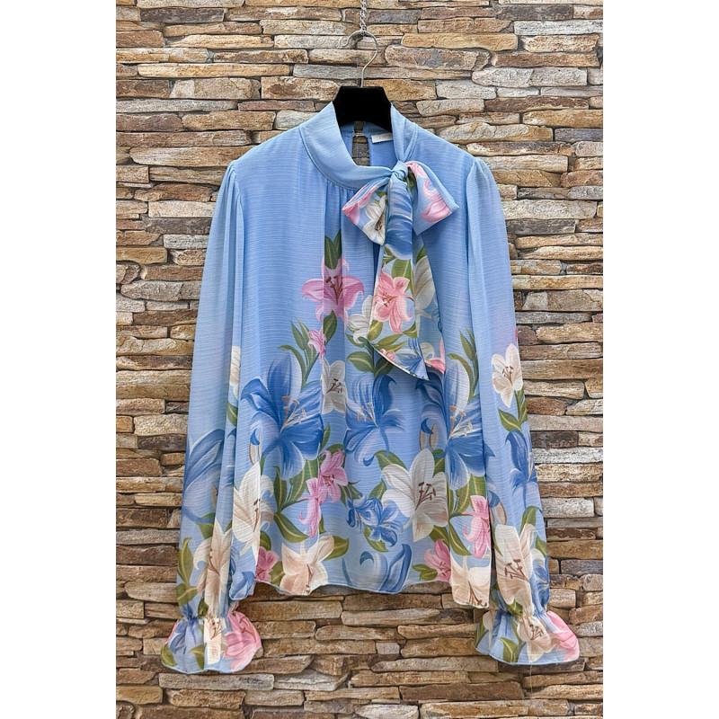 Elle Style Sylvia ljusblå blommig blus – kuva 4