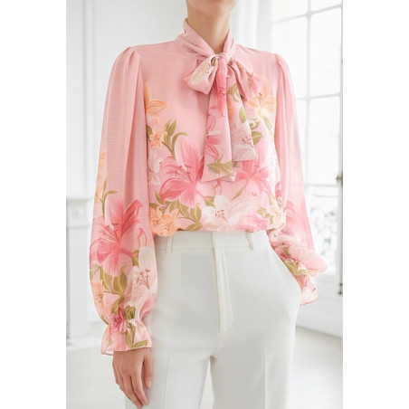 Elle Style Sylvia ljusrosa blommig blus