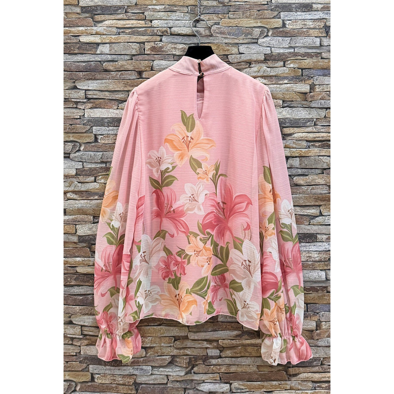 Elle Style Sylvia ljusrosa blommig blus – kuva 3