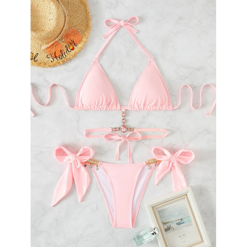 Rosa bling snörbikini – kuva 3