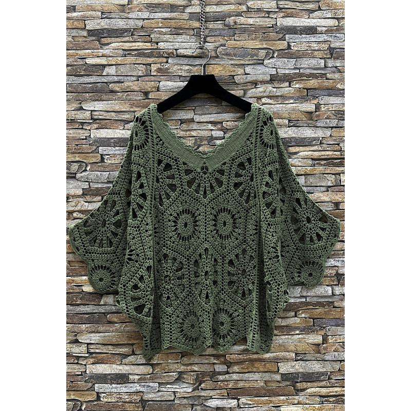 Elle Style Hena khaki virkad tröja – kuva 2