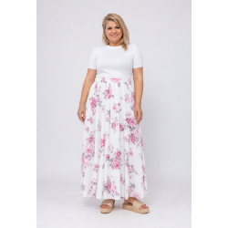 EF vit blommönstrad maxikjol (plus size)