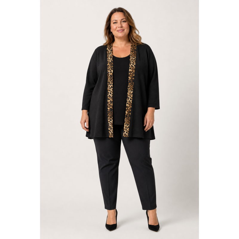EF musta/leopardikuvioinen paitatakki (plus size) – kuva 4