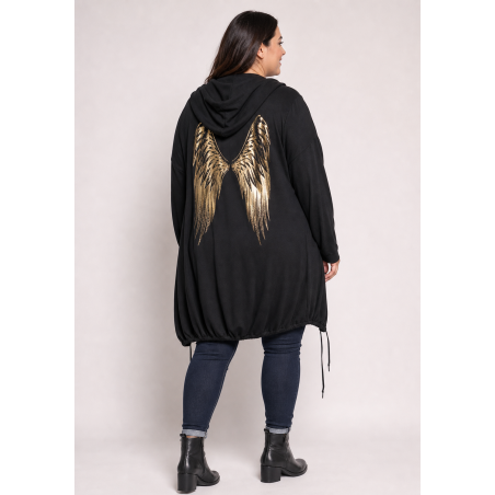 RZ fashion svart lång skjortjacka med vingar (plus size)