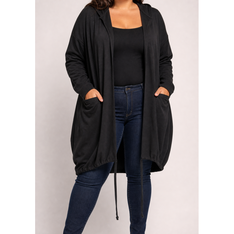 RZ fashion musta pitkä paitatakki siivillä (plus size) – kuva 2