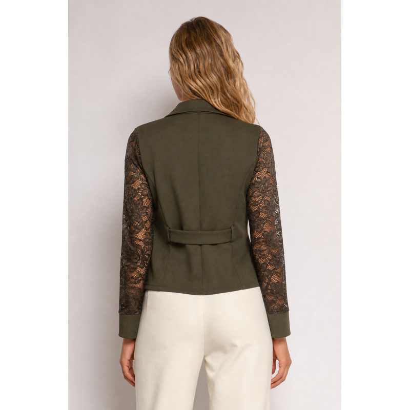 Soleil Star khaki bleiser med spetsärmar – kuva 2