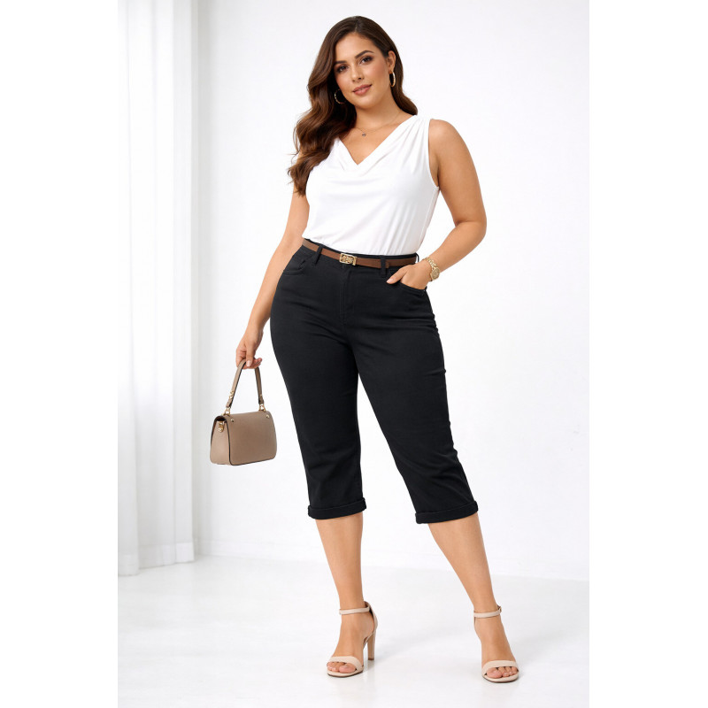 World Fashion svarta capribyxor (plus size) – kuva 2